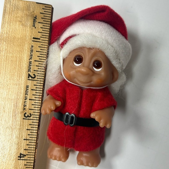 Vintage DAM Mini Red Santa Troll Doll with Santa Hat and white hair - Picture 5 of 5